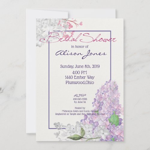 Lilac Loveliness Bridal Shower Invitation