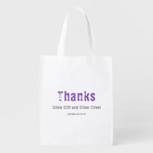 Lilac Lupines Wedding Thanks Grocery Bag