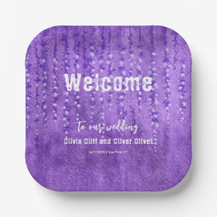 Lilac Lupines Wedding Welcome Paper Plates