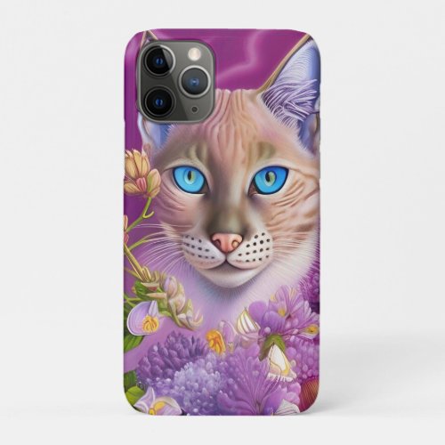 Lilac Lynx point Siamese cat in purple   iPhone 11 Pro Case