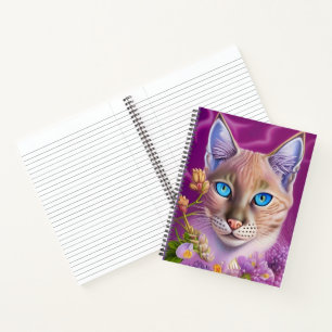 Lilac Lynx point Siamese cat in purple Notebook