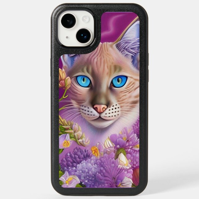 Lilac Lynx point Siamese cat in purple  Otterbox iPhone Case (Back)