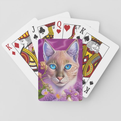 Lilac Lynx point Siamese cat in purple Poker Cards