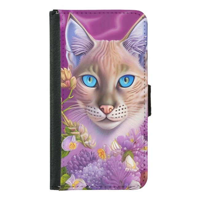 Lilac Lynx point Siamese cat in purple   Samsung Galaxy Wallet Case (Front)