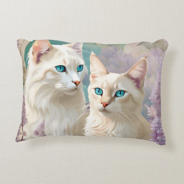 Lilac Lynx Point Siamese Portrait Art Accent Pillow (Back)