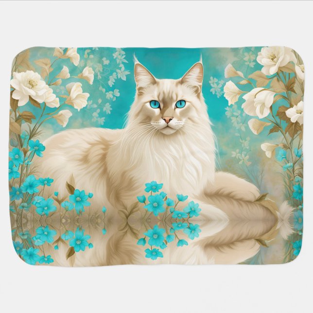 Lilac Lynx Point Siamese Portrait Art Baby Blanket (Horizontal)