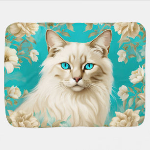 Lilac Lynx Point Siamese Portrait Art Baby Blanket
