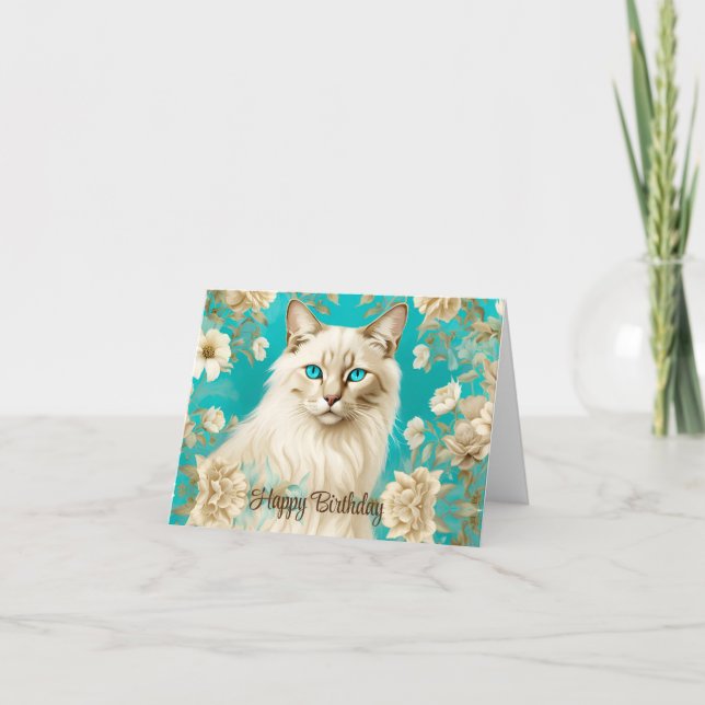 Lilac Lynx Point Siamese Portrait Art Birthday Card (Front)