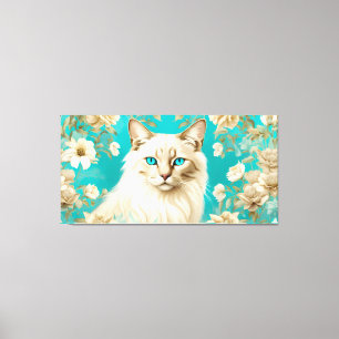 Lilac Lynx Point Siamese Portrait Art Canvas Print