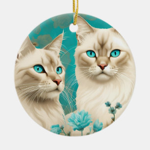 Lilac Lynx Point Siamese Portrait Art Ceramic Ornament