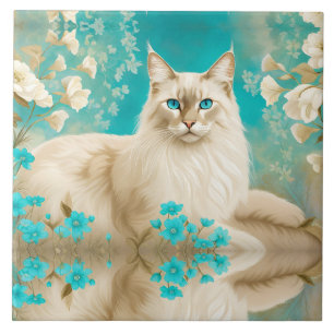 Lilac Lynx Point Siamese Portrait Art Ceramic Tile