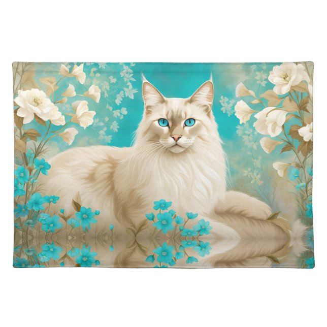 Lilac Lynx Point Siamese Portrait Art Cloth Placemat (Front)