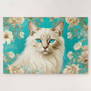 Lilac Lynx Point Siamese Portrait Art Jigsaw Puzzle