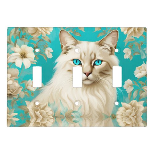 Lilac Lynx Point Siamese Portrait Art Light Switch Cover