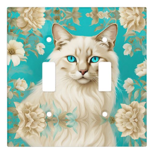 Lilac Lynx Point Siamese Portrait Art Light Switch Cover