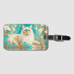 Lilac Lynx Point Siamese Portrait Art Luggage Tag