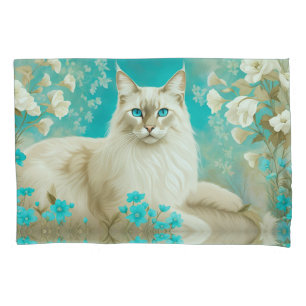 Lilac Lynx Point Siamese Portrait Art Pillow Case