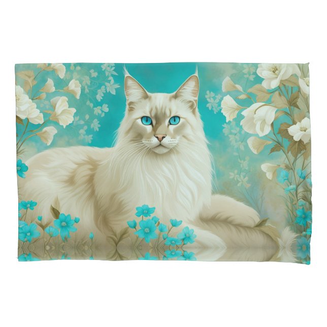 Lilac Lynx Point Siamese Portrait Art Pillow Case (Front)