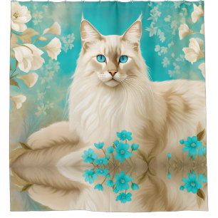 Lilac Lynx Point Siamese Portrait Art Shower Curtain