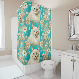Lilac Lynx Point Siamese Portrait Art Shower Curtain