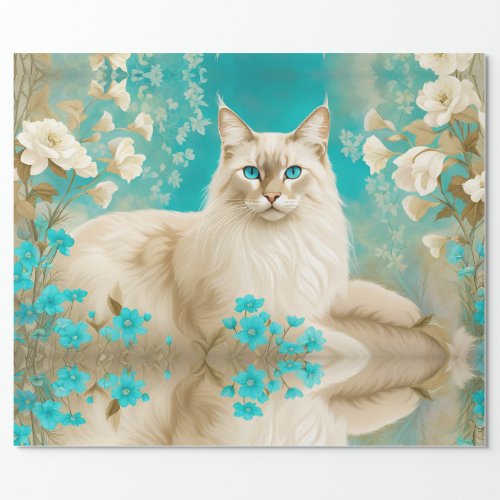 Lilac Lynx Point Siamese Portrait Art Wrapping Paper
