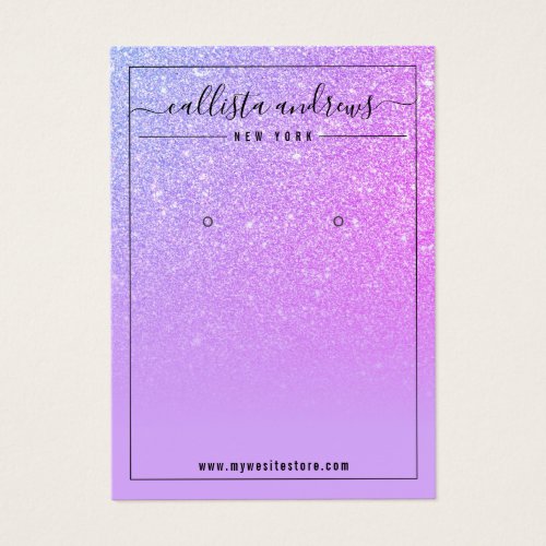 Lilac Magenta Purple Glitter Earring Display Card