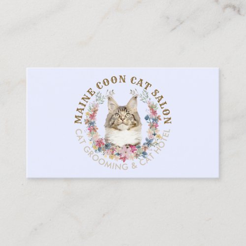 Lilac Maine Coon Cat Grooming Salon Pet Spa Business Card