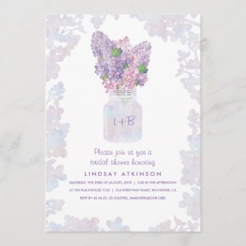Lilac Mason Jar | Watercolor Floral Bridal Shower Invitation by lovelywow at Zazzle