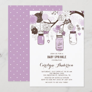 Lilac Mason Jars and Flowers Baby Sprinkle Invitation