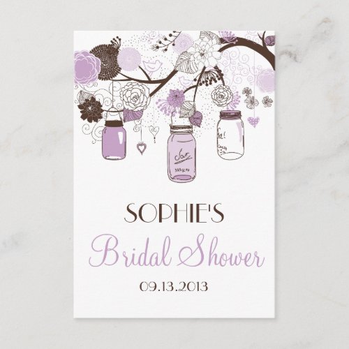 Lilac Mason Jars Bridal Shower Enclosure Card