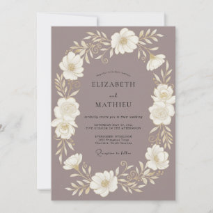 Lilac Mauve Floral Wreath Wedding Invitation
