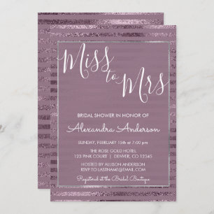 Lilac Metallic Foil Miss to Mrs Bridal Shower Invitation