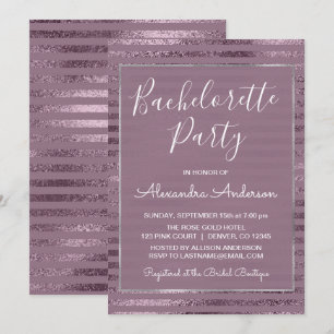Lilac Metallic Foil Modern Bachelorette Party Invitation