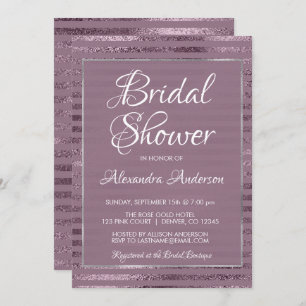 Lilac Metallic Foil Modern Bridal Shower Invitation