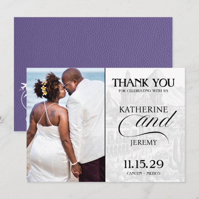 Lilac Mexico Passport Thank You Card (Front/Back)