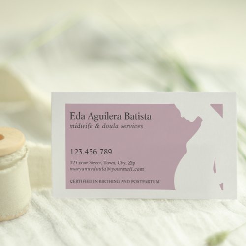 Lilac  Midwife Doula Pregnant Woman SILHOUETTE   Business Card