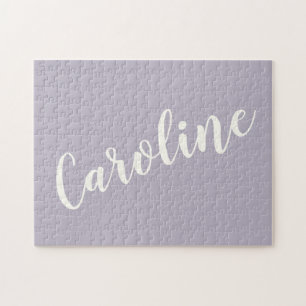 Lilac Minimalist Calligraphy Personalized Name  Jigsaw Puzzle