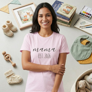 Lilac Minimalist Mama Est Year Design T-Shirt