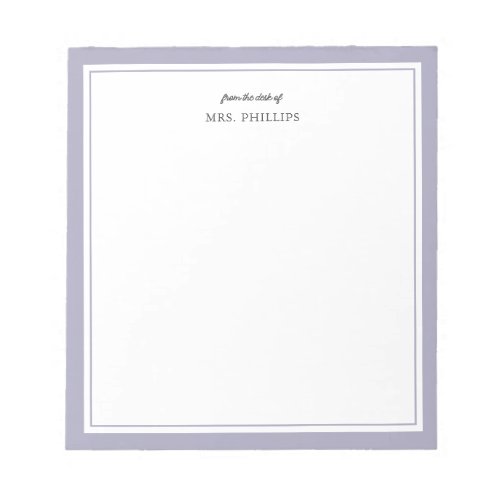 Lilac Minimalist Monogram Teacher Gift Notepad