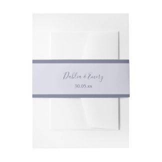 Lilac Minimalist Stripes Pastel Wedding Invitation Belly Band