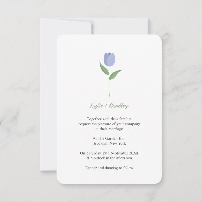 Lilac Minimalist Tulip Invitation (Back)