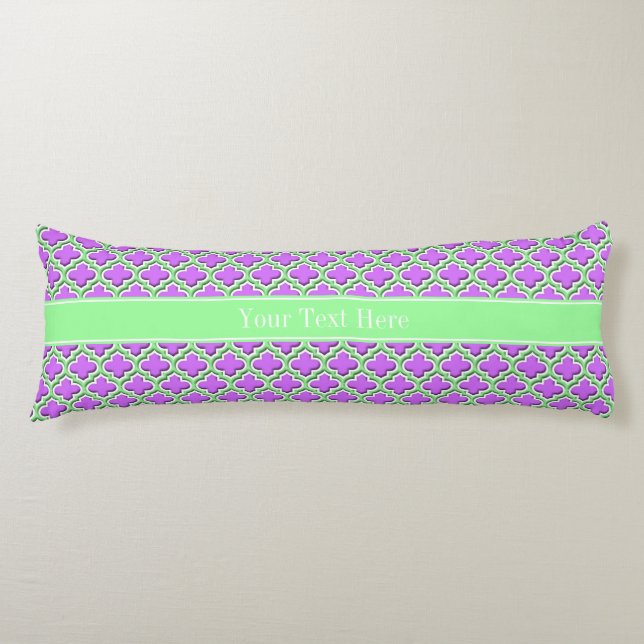 Lilac, Mint Green Moroccan #5DS Mint Name Monogram Body Pillow (Front)