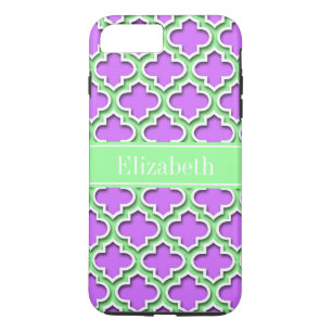 Lilac, Mint Green Moroccan #5DS Mint Name Monogram iPhone 8 Plus/7 Plus Case