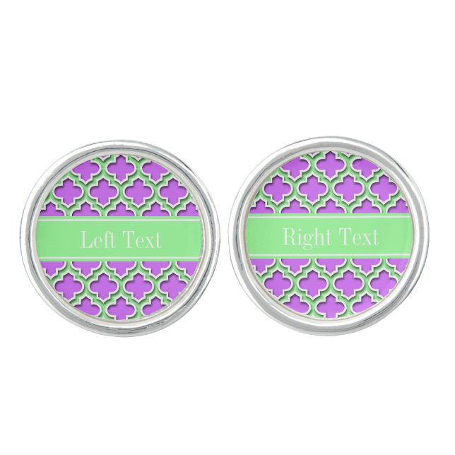 Lilac, Mint Green Moroccan #5DS Mint Name Monogram Cufflinks (Front)