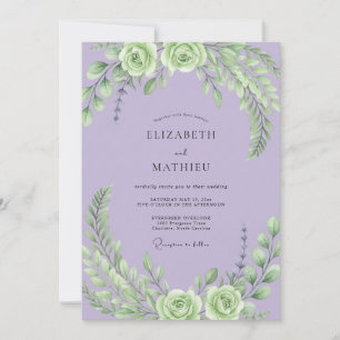 Lilac Mint Ranunculus Eucalyptus Wedding Invitation