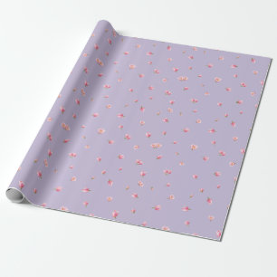 Lilac Mist Japanese Pink Tulip Floral Pattern Wrapping Paper