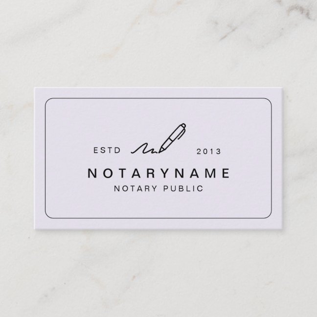 Lilac Mobile Notary Public Loan Signing Agent Business Card