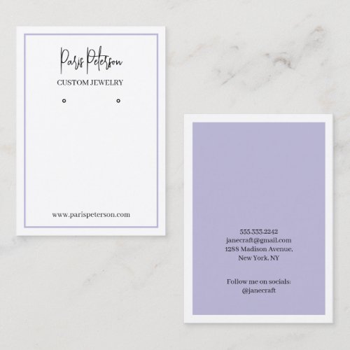 Lilac Modern Custom Jewelry Earrings Display Card