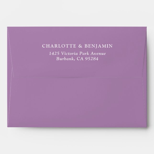 Lilac Modern Custom Wedding 5.25x7.25 Envelope (Back (Top Flap))