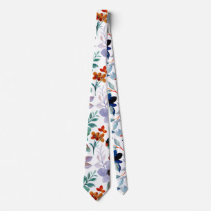 Lilac Modern Pretty Floral Watercolor Pattern Neck Tie